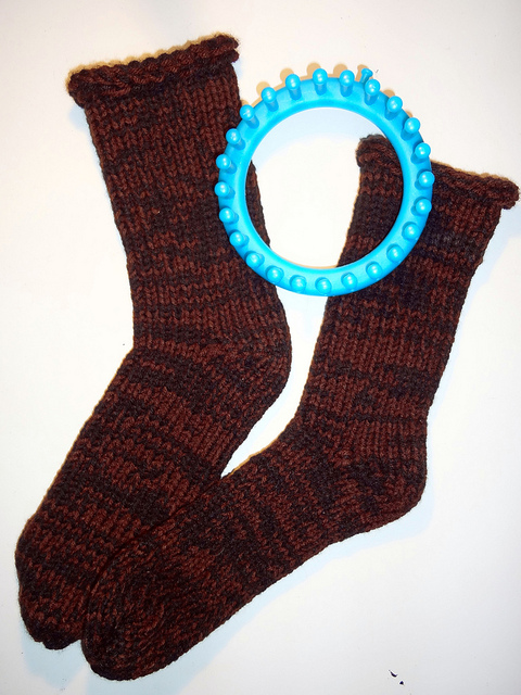 Thing-A-Day 2012 Day 1: Loom-Knit Socks